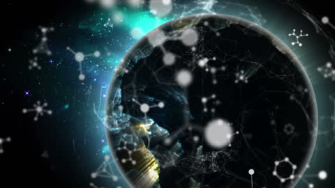 Digital Globe Network with Data Processing Elements Animation