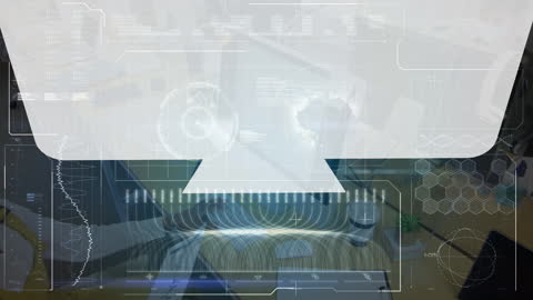 Modern Workspace with Digital Interface Concept