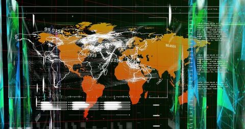 Dynamic World Map Interface with Data and Network Connections - Download Free Stock Images Pikwizard.com