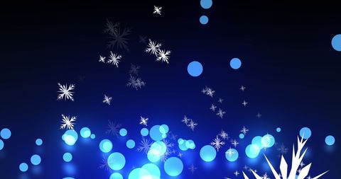 Digital Snowflakes and Dots on Blue Background for Winter Magic