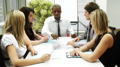Diverse Team Collaborating in Professional Office Meeting