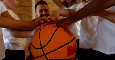 Team Building in Children's Basketball Practice - Download Free Stock Images Pikwizard.com