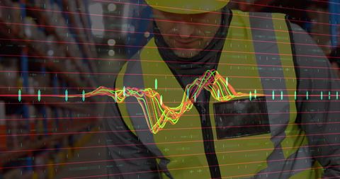 Financial Data Overlay on Warehouse Worker Enhances Efficiency Insights - Download Free Stock Images Pikwizard.com