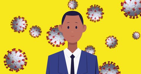 Businessman with Coronavirus Background Illustrating Social Distancing Concept - Download Free Stock Images Pikwizard.com