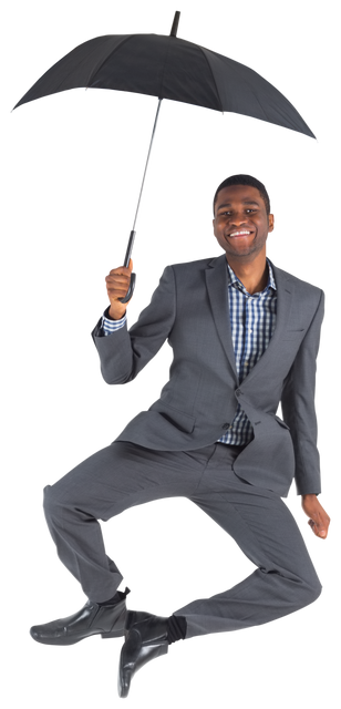 Transparent Smiling Confident Businessman Holding Umbrella - Download Free Stock Videos Pikwizard.com