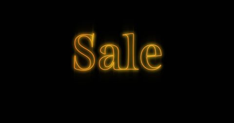 Glowing Neon Sale Sign on Black Background