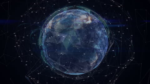 Digital Global Network Connections Array Illuminating Earth