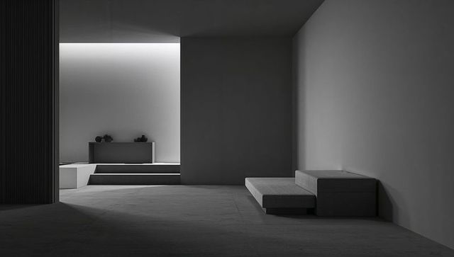 Minimalist Modern Interior With Modular Bench and Subtle Lighting