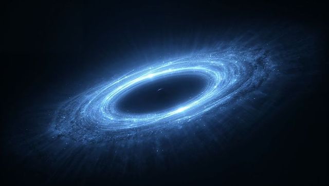 Cosmic Accretion Disk Glowing Embraced by Deep Space Mystery