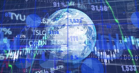 Global Digital Network with Data Processing Interface - Download Free Stock Images Pikwizard.com