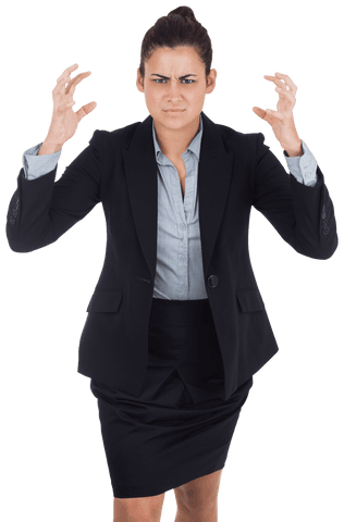 Angry Businesswoman Expressing Frustration Transparent Background