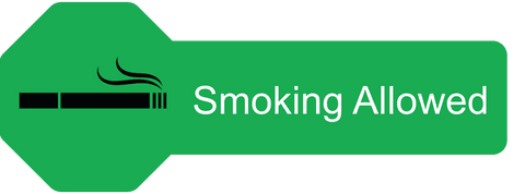 Green Tag Smoking Allowed Sign on Transparent Background