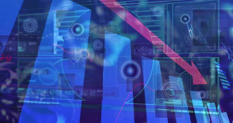 Digital Interface Arrow with Financial Data Overlay