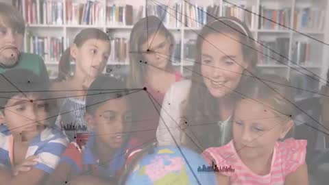 Educator and Curious Children Exploring World Globe in Classroom