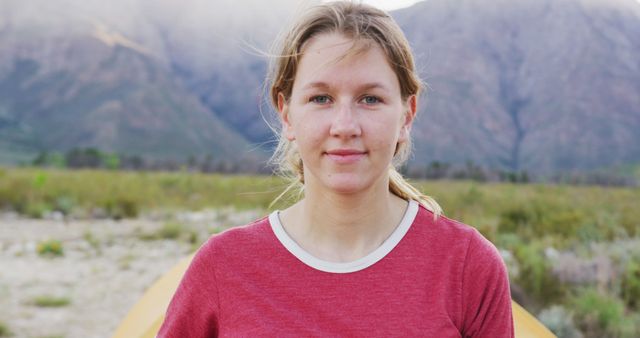 Young Woman Camping in Mountainous Landscape - Download Free Stock Images Pikwizard.com