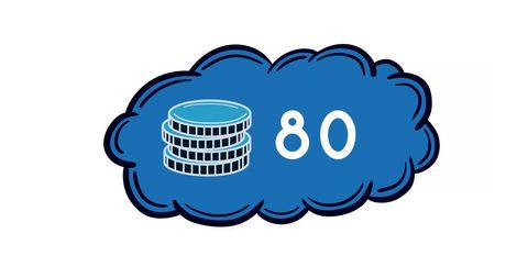 Digital illustration of coins with growing numbers in blue cloud