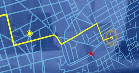 Digital Map Interface with GPS Feature Overlaid on Office Setting - Download Free Stock Images Pikwizard.com