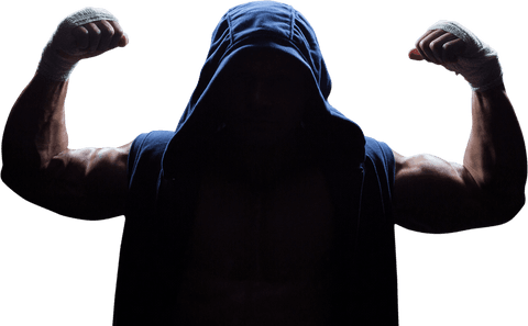 transparent athlete with hood flexing muscles in mysterious pose - Download Free Stock Videos Pikwizard.com
