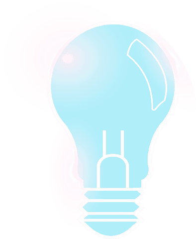 Transparent blue light bulb icon with lens flare vector