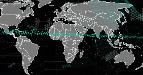 Global Data Processing Technology Overlay World Map - Download Free Stock Images Pikwizard.com
