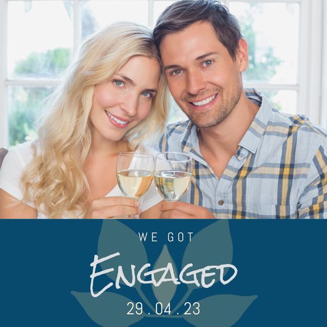 Perfect for announcing engagements or showcasing relationship milestones. Ideal for social media announcements, engagement party invitations, or use in articles related to love, commitment, and wedding planning.