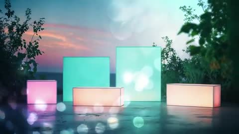 Luminous Geometric Blocks in Tranquil Dusk Atmosphere