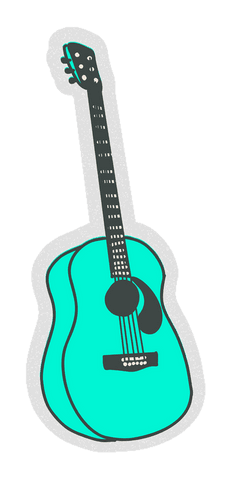 turquoise acoustic guitar vector with transparent background - Download Free Stock Videos Pikwizard.com