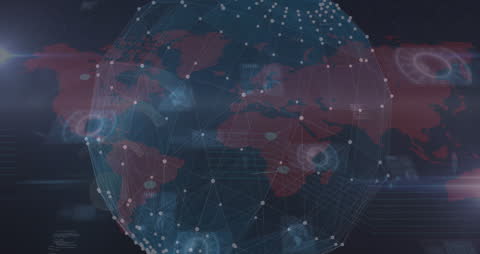 Digital World Mapping with Data Network Visualization