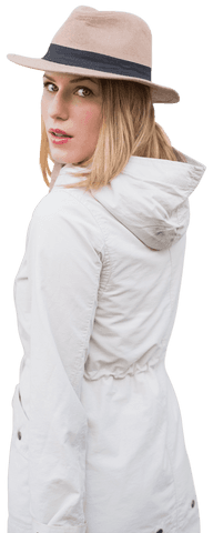 stylish woman wearing beige hat on transparent background - Download Free Stock Videos Pikwizard.com