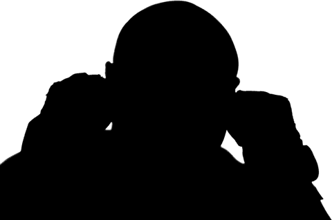 Transparent silhouette of male boxer in suspended stance