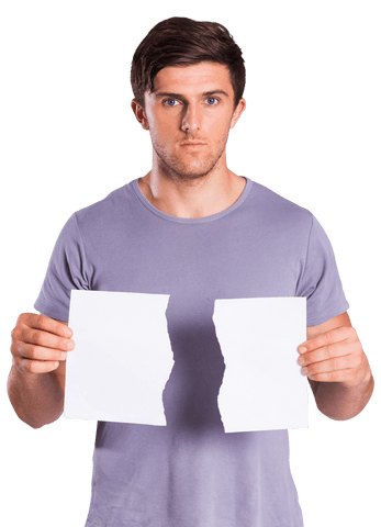 young man holding ripped paper isolated on transparent background - Download Free Stock Videos Pikwizard.com