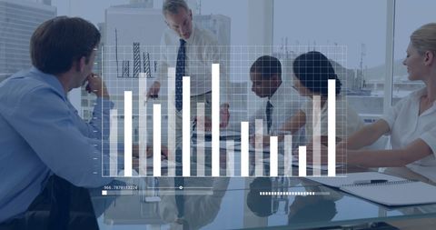 Business Team Analyzing Data with Overlapping Bar Chart - Download Free Stock Images Pikwizard.com