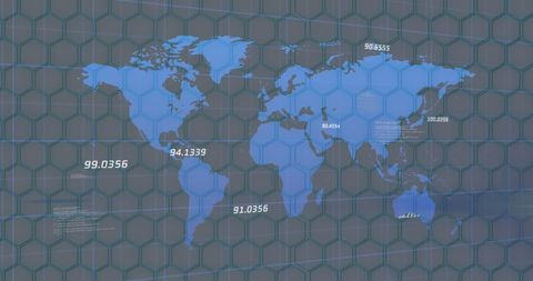 Digital World Map with Hexagonal Grid and Data Points - Download Free Stock Images Pikwizard.com