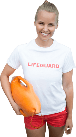 transparent smiling female lifeguard with rescue buoy - Download Free Stock Videos Pikwizard.com