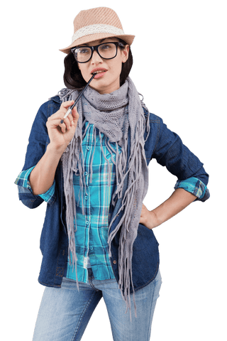 creative caucasian female painter holding brush on transparent background - Download Free Stock Videos Pikwizard.com