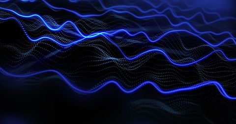 Glowing Blue Digital Wave Pattern on Black Background - Download Free Stock Images Pikwizard.com