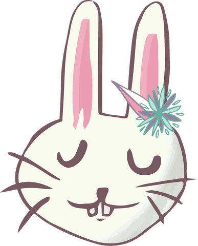 smiling bunny illustration with flower on transparent background - Download Free Stock Videos Pikwizard.com