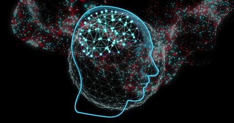 Neural Network Human Head Concept on Dark Background - Download Free Stock Images Pikwizard.com