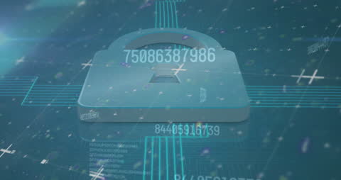 Animated Lock with Data Processing Visualization