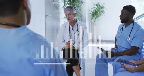 Physician Leading Multidisciplinary Healthcare Team Meeting with Clinical Data Visualization