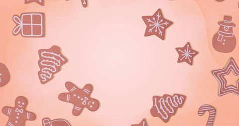 Decorative Gingerbread Frame with Holiday Shapes on Beige - Download Free Stock Images Pikwizard.com