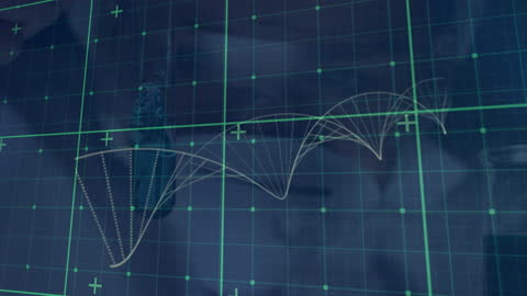 Dynamic Grid and Data Visualization in Blue Abstract Background