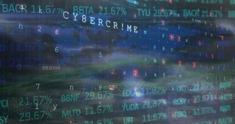 Cybersecurity Animation with Digital World Map and Holographic Data