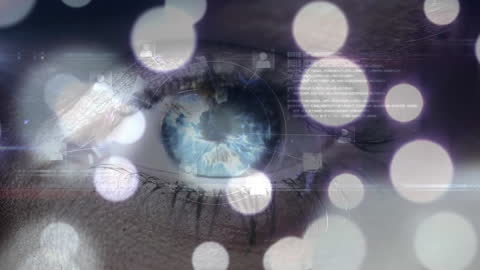 Futuristic Eye Scanning with Technology Overlay