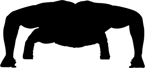 Transparent silhouette of man doing push-ups png vector
