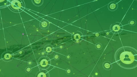 Global Network Connections Over Green Landscape Background