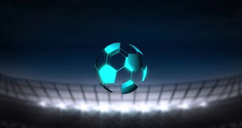 Glowing Digital Soccer Ball Over Futuristic Stadium - Download Free Stock Images Pikwizard.com