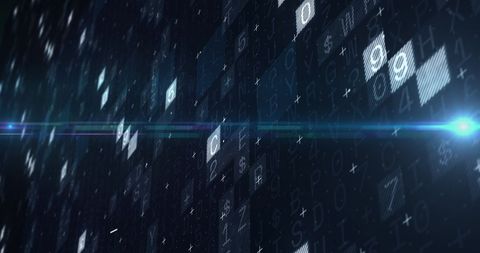 Digital financial data visualization with numbers and codes