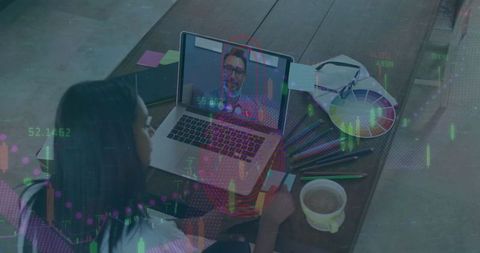 Creative professional video conferencing at home workspace