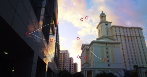 Futuristic Cityscape with Connected Digital Network